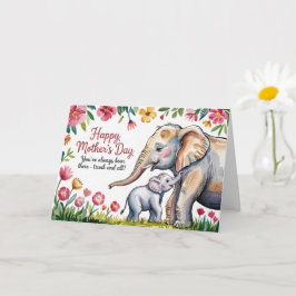 Schattigee olifant en Baby Floral Moederdag Kaart