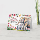 Schattigee olifant en Baby Floral Moederdag Kaart (Voorkant)