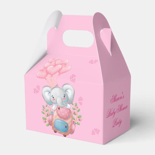 Schattigee olifant en ballon Baby shower Favor Box Bedankdoosjes (Voorkant Zijde)