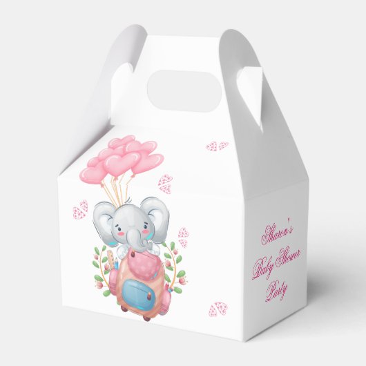Schattigee olifant en ballon Baby shower Favor Box Bedankdoosjes (Achterkant)