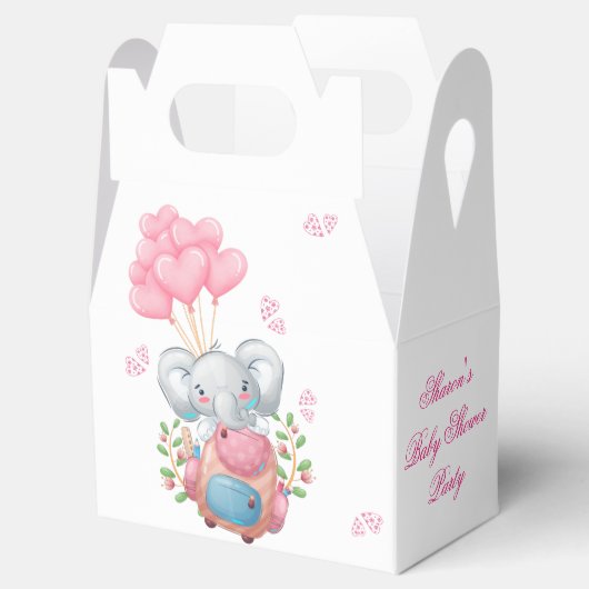 Schattigee olifant en ballon Baby shower Favor Box Bedankdoosjes (Geopend)
