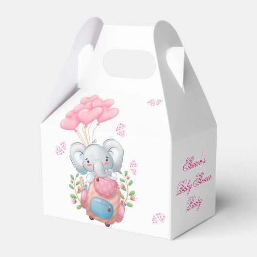 Schattigee olifant en ballon Baby shower Favor Box Bedankdoosjes (Voorkant Zijde)