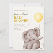 Schattigee olifant en ballon baby shower kaart (Voorkant)