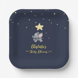 Schattigee olifant en ballon onder de sprankelende papieren bordje