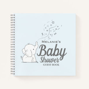 Schattigee Olifant en Confetti Blue Baby shower Ga Notitieboek
