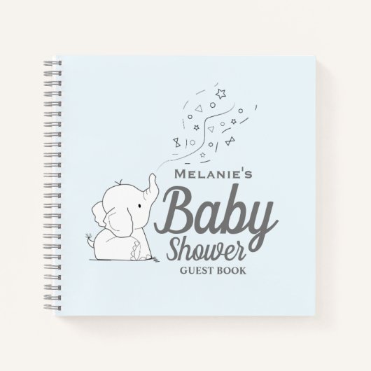 Schattigee Olifant en Confetti Blue Baby shower Ga Notitieboek (Voorkant)