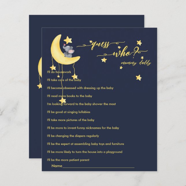 Schattigee olifant en kleine vlinder Baby shower s (Voorkant / Achterkant)