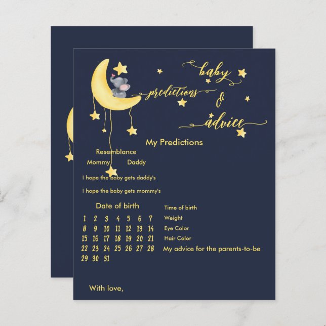 Schattigee olifant en kleine vlinder Baby shower s (Voorkant / Achterkant)