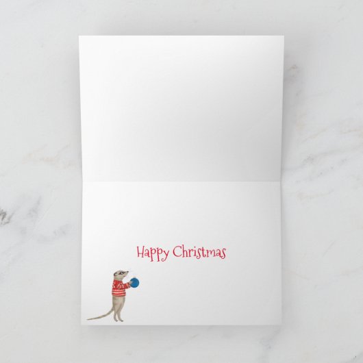 Schattigee olifant en meerkats kerstkaart kaart (Binnen)