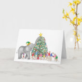 Schattigee olifant en meerkats kerstkaart kaart (Gele Bloem)