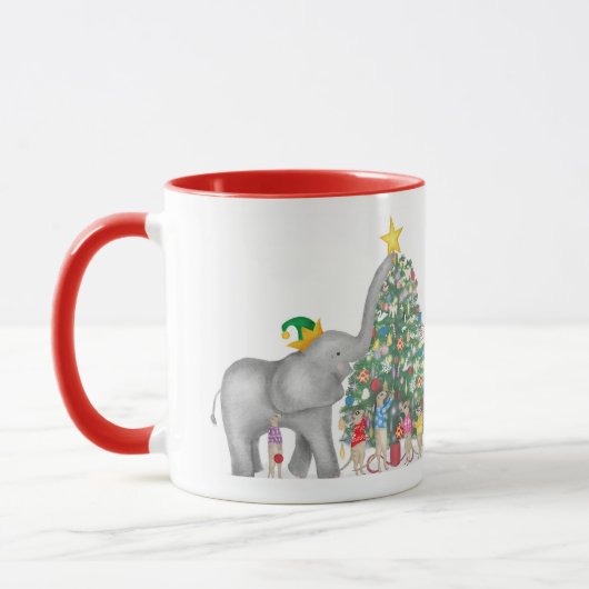 Schattigee olifant en meerkats Kerstmis mok (Links)