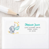 Schattigee olifant en sterren Baby shower retourad Etiket (Insitu)