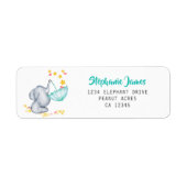Schattigee olifant en sterren Baby shower retourad Etiket (Voorkant)