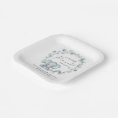 Schattigee Olifant Eucalyptus Baby Jongensdouche Papieren Bordje (Gebogen)