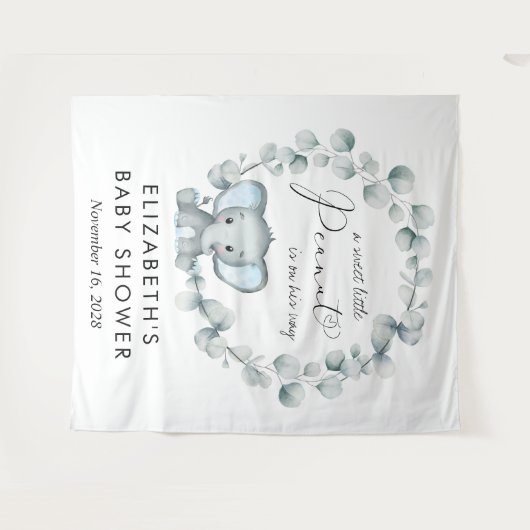 Schattigee Olifant Eucalyptus Baby Jongensdouche W Wandkleed (Voorkant (horizontaal))
