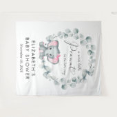 Schattigee olifant eucalyptus baby meisje douche w wandkleed (Voorkant (horizontaal))