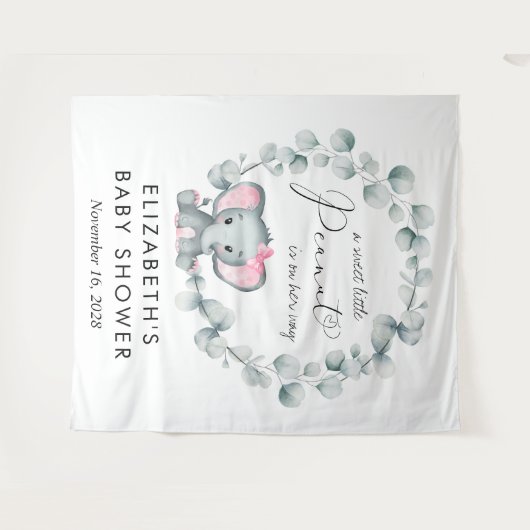 Schattigee olifant eucalyptus baby meisje douche w wandkleed (Voorkant (horizontaal))