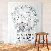 Schattigee olifant eucalyptus baby meisje douche w wandkleed