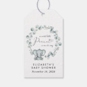 Schattigee olifant eucalyptus Baby shower dank u Cadeaulabel (Achterkant)