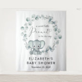 Schattigee olifant eucalyptus Baby shower welkom Wandkleed (Voorkant)