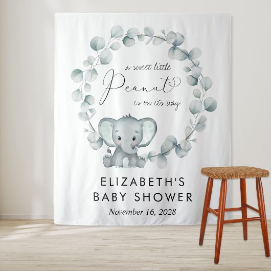 Schattigee olifant eucalyptus Baby shower welkom Wandkleed