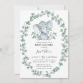Schattigee olifant eucalyptus groen Baby shower jo Kaart (Voorkant)