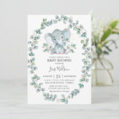 Schattigee olifant eucalyptus groen Baby shower jo Kaart (Staand voorkant)