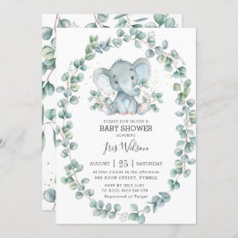 Schattigee olifant eucalyptus groen Baby shower jo Kaart