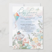 Schattigee Olifant Florals Baby shower Picknick Bo Kaart (Voorkant)