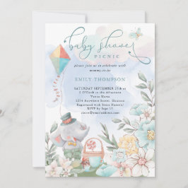 Schattigee Olifant Florals Baby shower Picknick Bo Kaart