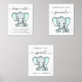 Schattigee olifant games gunsten Baby shower Poste Muurkunst Sets (Voorkant)