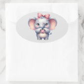 Schattigee olifant geven hart - ovale sticker (Tas)