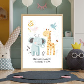 Schattigee olifant Giraffe vogels gepersonaliseerd Poster