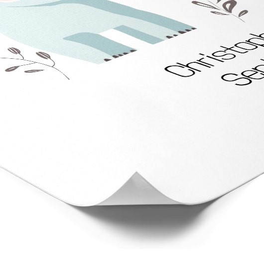 Schattigee olifant Giraffe vogels gepersonaliseerd Poster (Hoek)