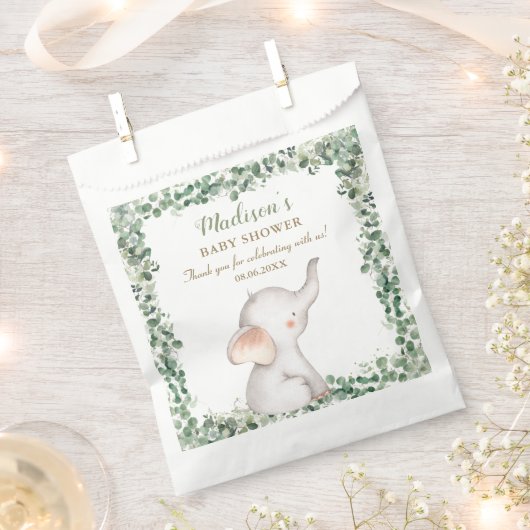 Schattigee olifant groen genderneutraal Baby showe Bedankzakje (Geknipt)