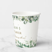 Schattigee olifant groen genderneutraal Baby showe Papieren Bekers (Achterkant)
