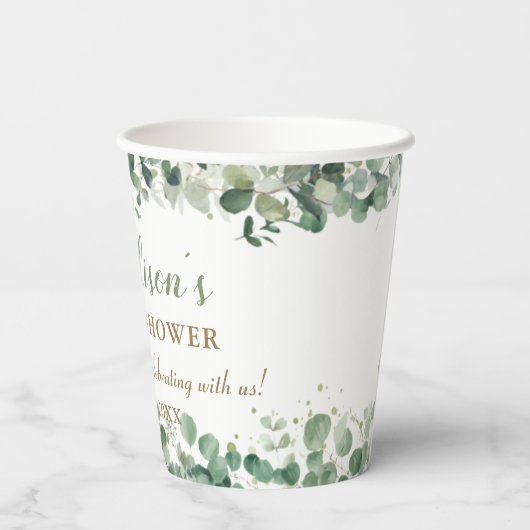 Schattigee olifant groen genderneutraal Baby showe Papieren Bekers (Achterkant)