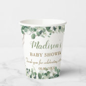 Schattigee olifant groen genderneutraal Baby showe Papieren Bekers (Links)