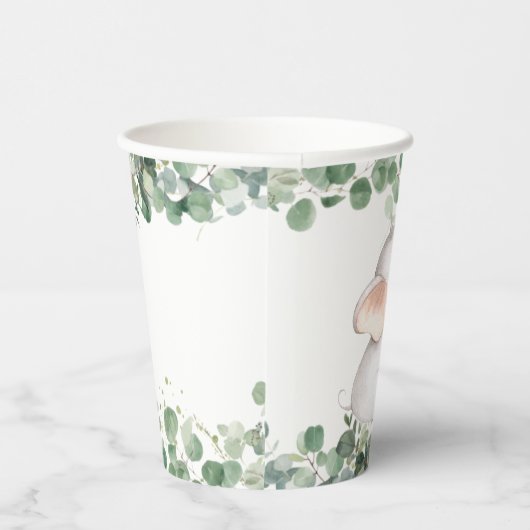 Schattigee olifant groen genderneutraal Baby showe Papieren Bekers (Rechts)