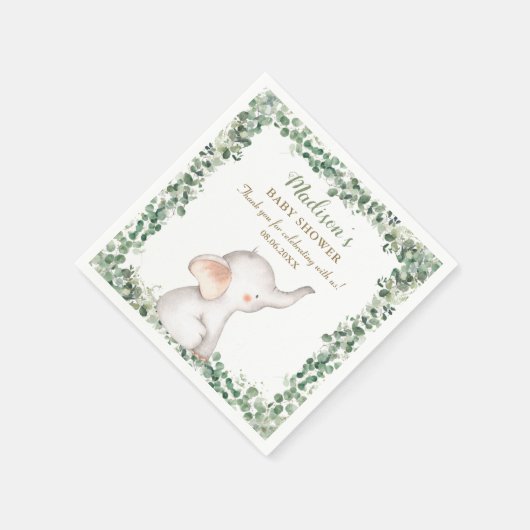Schattigee olifant groen genderneutraal Baby showe Servet (Hoek)