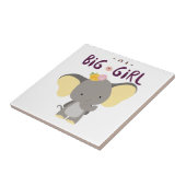 Schattigee olifant groot meisje en bloemen tegeltje (Zijkant)