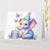 Schattigee Olifant Happy Birthday Kaart (Gele Bloem)