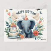 Schattigee olifant Happy Birthday Kaart - Ballonne (Achterkant)