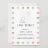 Schattigee Olifant Hearts Mood Baby shower Uitnodi Kaart (Voorkant)