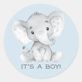 Schattigee Olifant Het is een Boy Favor Sticker