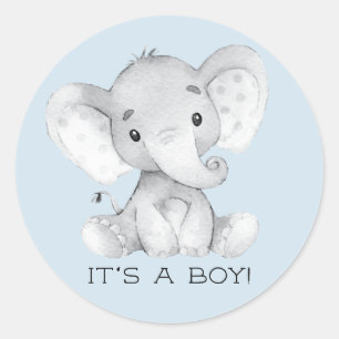 Schattigee Olifant Het is een Boy Favor Sticker
