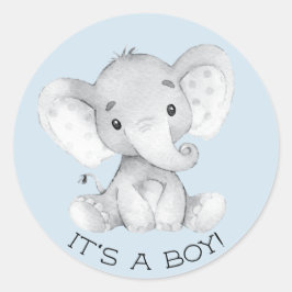 Schattigee Olifant Het is een Boy Favor Sticker