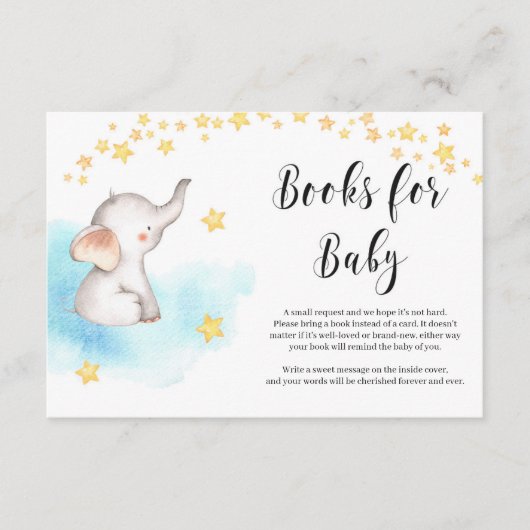 Schattigee olifant heteluchtballon gouden boek aan informatiekaartje (Voorkant)