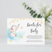 Schattigee olifant heteluchtballon gouden boek aan informatiekaartje (Staand voorkant)