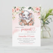 Schattigee olifant in bloemenmand boho blush rozen kaart (Staand voorkant)